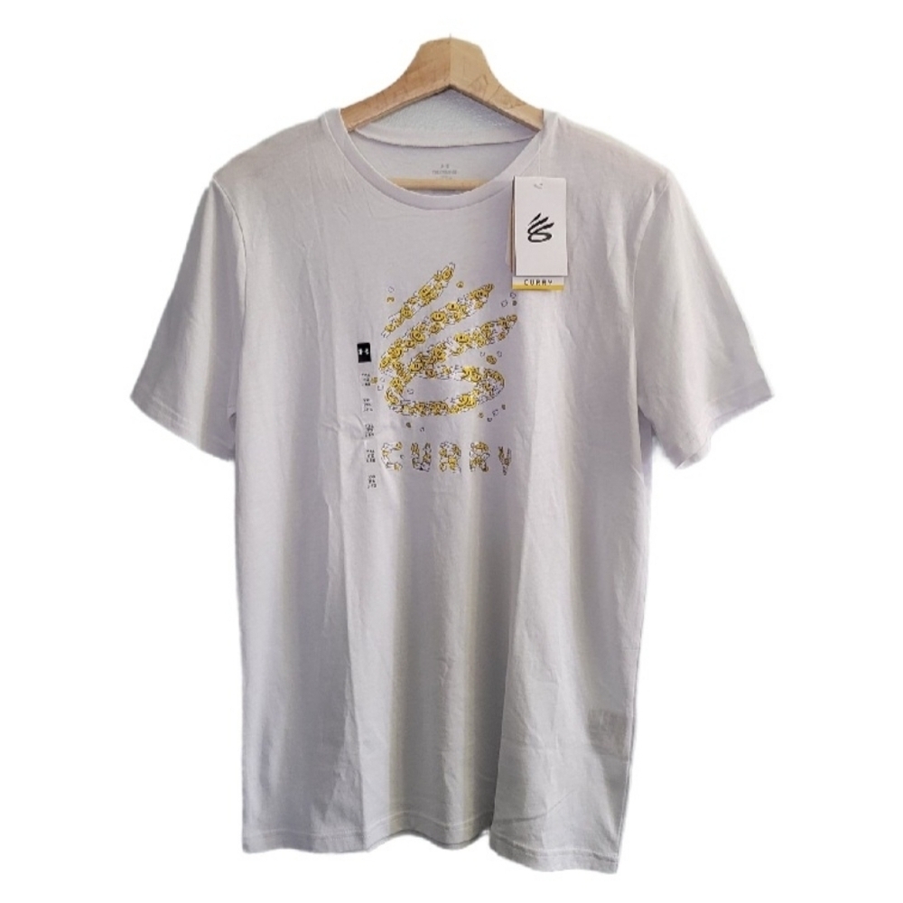 NWT UNDER ARMOUR Youth XL CURRY White Graphic Tee Gold Logo